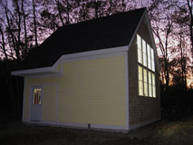 Frederick's Maine studio at dusk